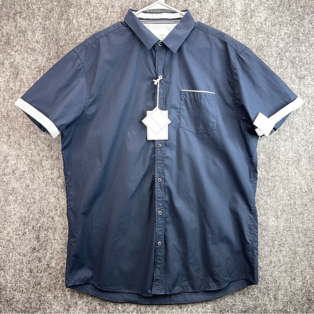 Craft + Flow Button Down Shirt Size‎ XX-Large Navy Blue One Pocket